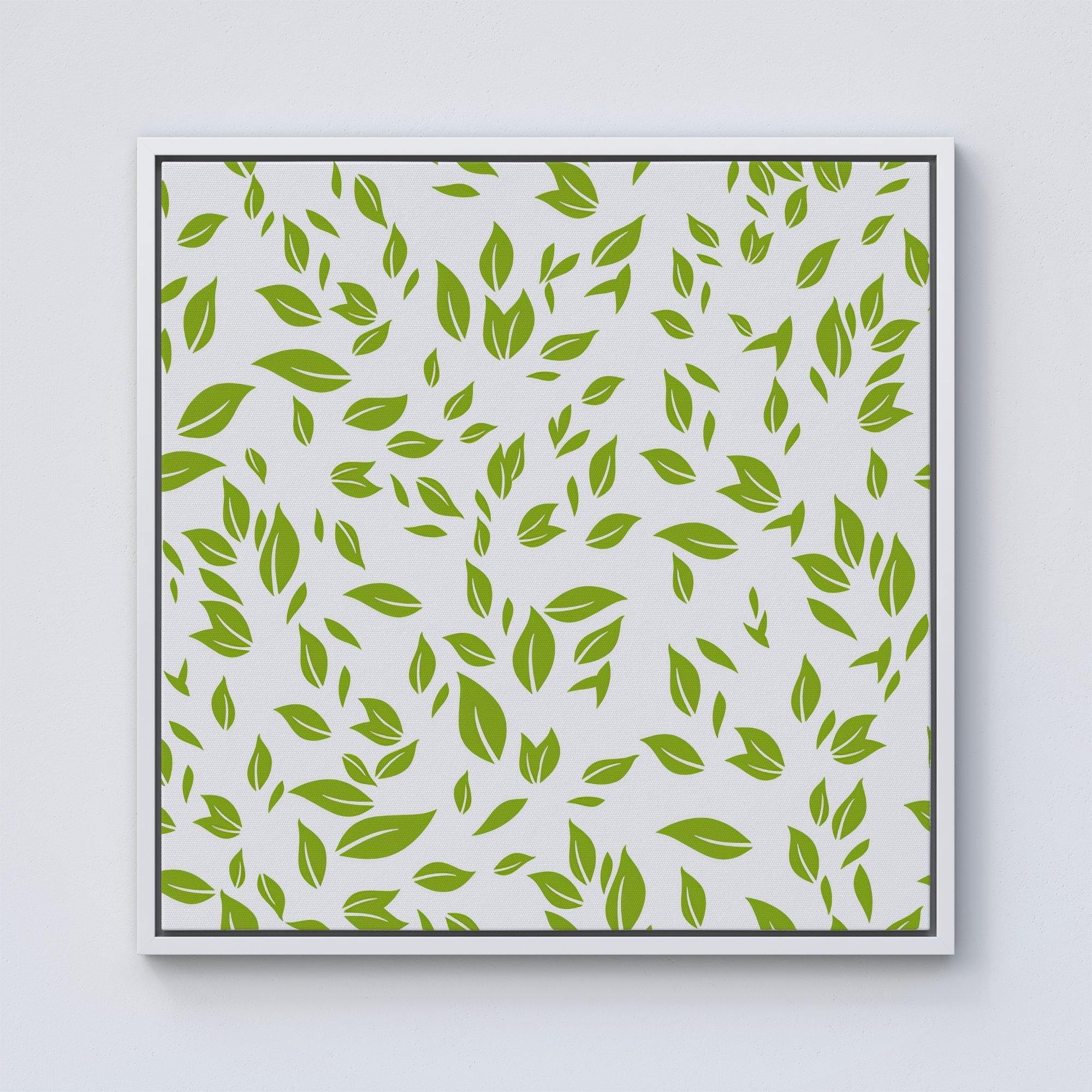 Green Leaves Framed Canvas